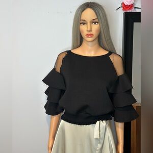 Gracia Black Knit Top Sz M
